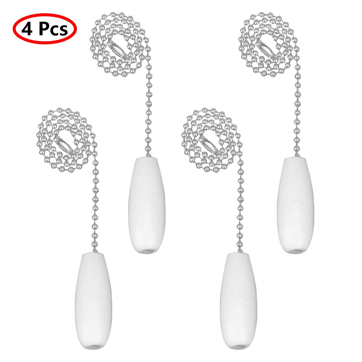 4Pcs Ceiling Fan Pull Chains Wooden Ceiling Fan Chain Pulls Wooden Pendant Pull Chain Extension for Ceiling Light Lamp Fan: White