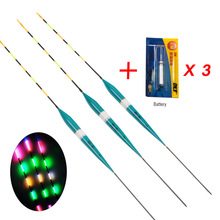 3Pcs/lot Led Electronic Fishing Float with Battery Night Floats Balsa Wood Night Vision Float Fishing Tackle Luminous Float