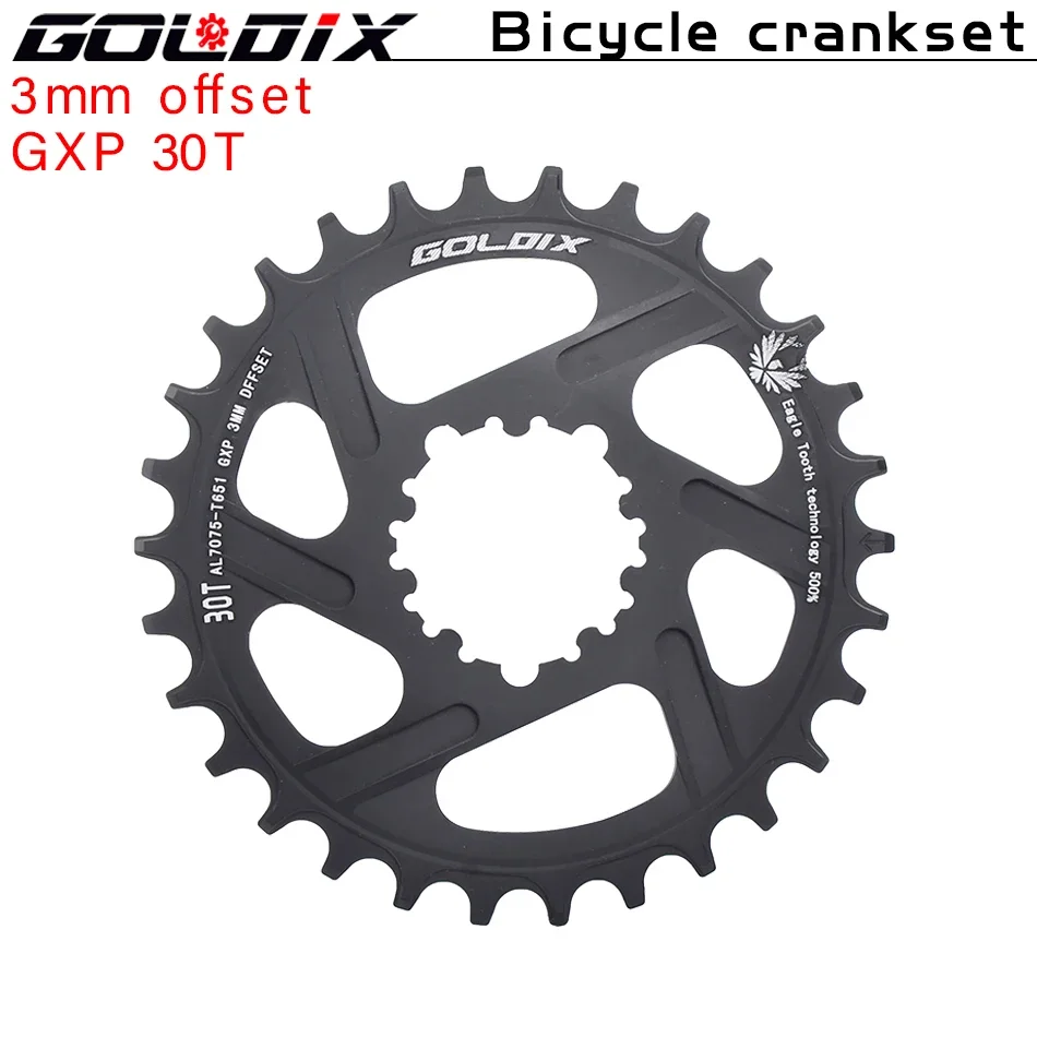 GOLDIX para plato de bicicleta de 3 clavos 0/3/6mm Offset 30/32/34/36/38T rueda de cadena de bicicleta MTB para XX1 X9 XO X01 G X NX Direct Mo: Rojo