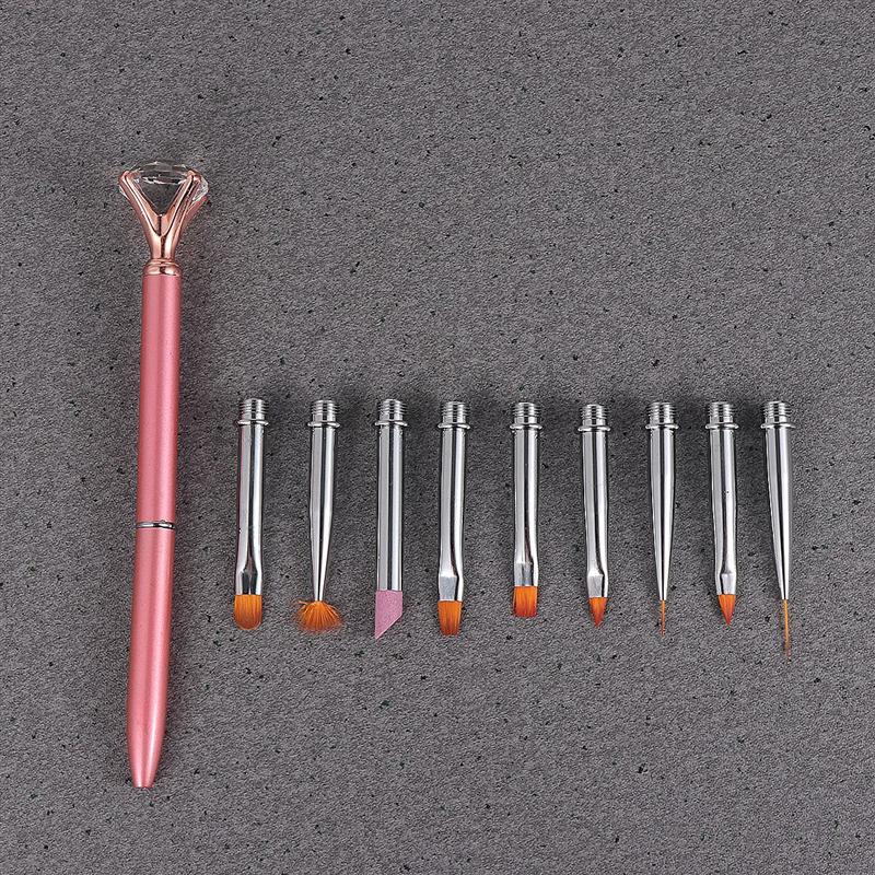 1 Set/10Pcs Vervangbare Nail Art Brush Pen Set Professionele Nail Art Schilderen Pen Manicure Diy Nail Decoratie tool