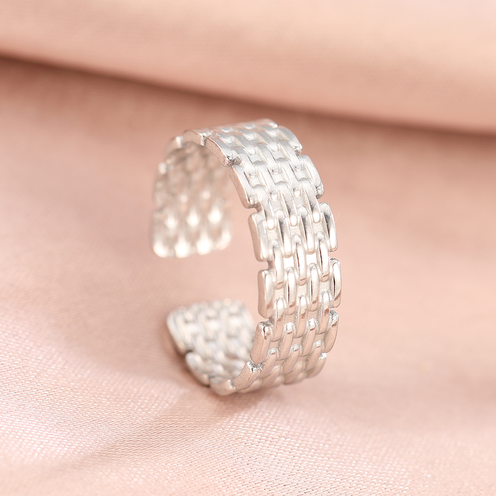 Anillos de acero inoxidable bohemio geométrico abierto ajustable anillo ancho Vintage anillo fino para mujer joyería de aniversario: Color vino