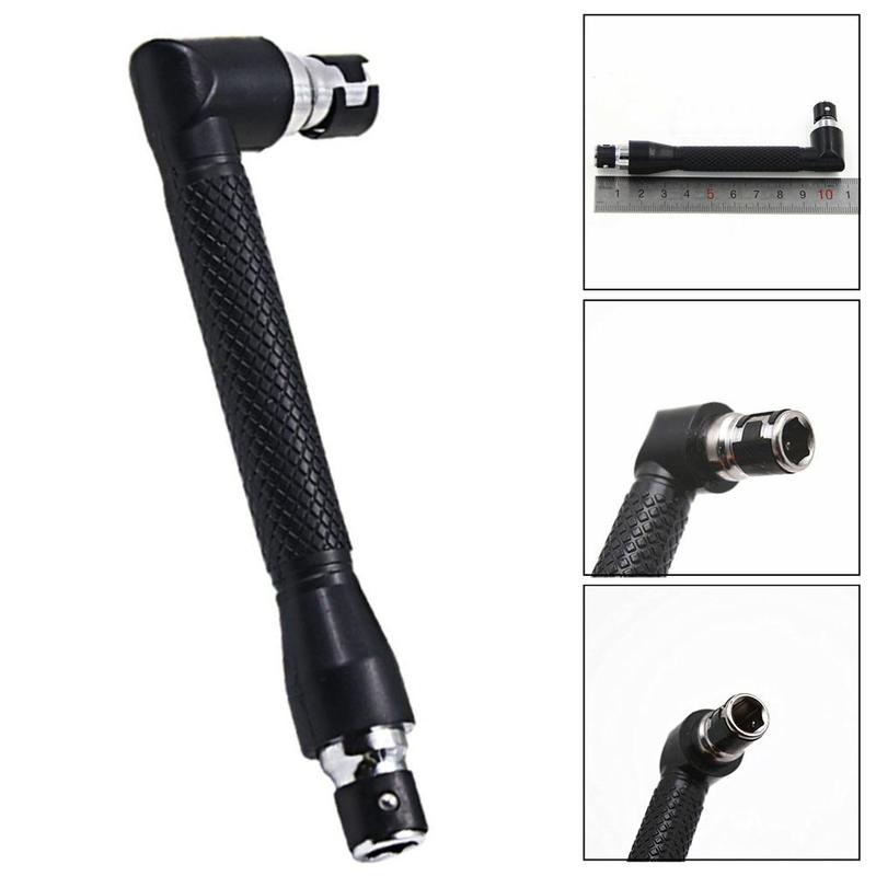 1pc Adjustable Double Head Handle Black 6.35 Wrench Sleeve Hex Universal Ratchet Bit Hook L-type 1/4 Head With Screwdriver P8U5