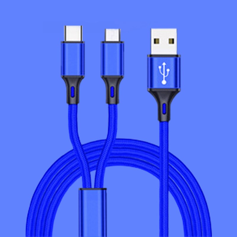 2 in 1 2in1 Mikro USB Typ C Kabel Tragbare Dual Gebühr für Telefon USB Kabel Android Handy, Mobiltelefon Energie Bank schnelle Ladung USB C Schnur: Blau 2 in 1 Kabel