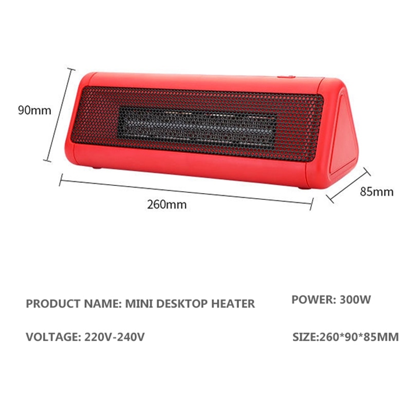 300W Portable White Electric Heater Mini Desktop Heater Home Office with European Standard Plug for Indoor Heating