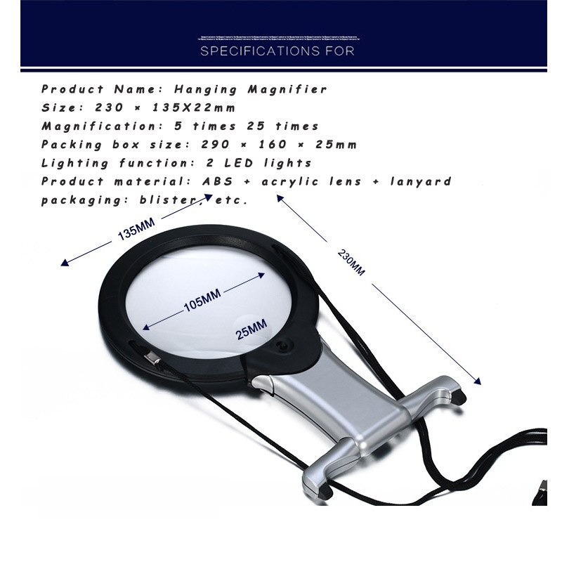 Hands Free LED Loupe Lighted 5X 2.5X Reading Magnifier Neck Wear Magnifying Glass For Seniors Sewing Embroidery