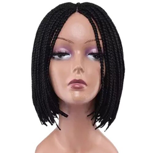 GURUILAGU Short Braided Box Braids Wigs For Black Women Synthetic Hair Headband Wig Women Braided Wigs African Natural Bob Wig: B1031