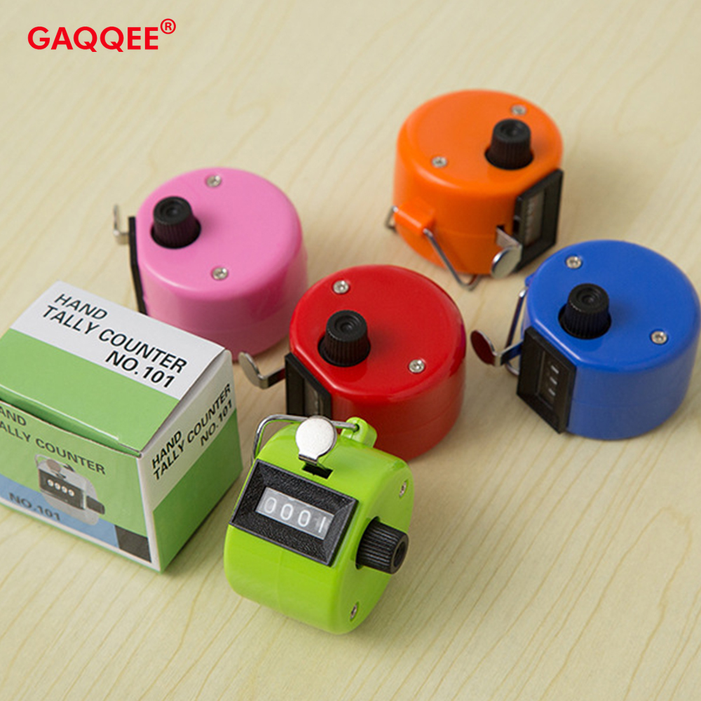 4 Digit Number Counters Plastic Shell Hand Finger Display Manual Counting Tally Clicker Color Shell Timer Soccer Golf Counter