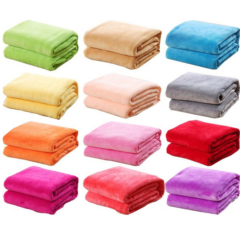 Willekeurige Kleur 1Pcs Bed Deken Fleece Dekens Voor Bed Gooi Deken Machine Wasbaar Thuis Textiel Effen 50Cm * 70Cm