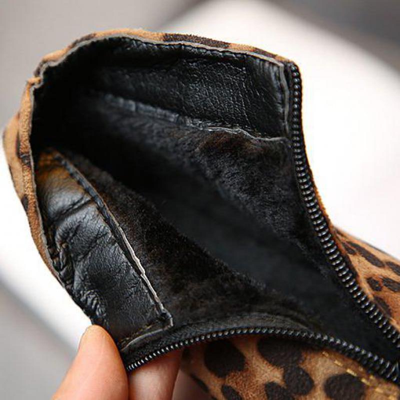 Hiver nouveaux enfants bottes garçons/filles bottines léopard daim cuir enfants chaussures décontractées antidérapant bébé enfant en bas âge botte de neige