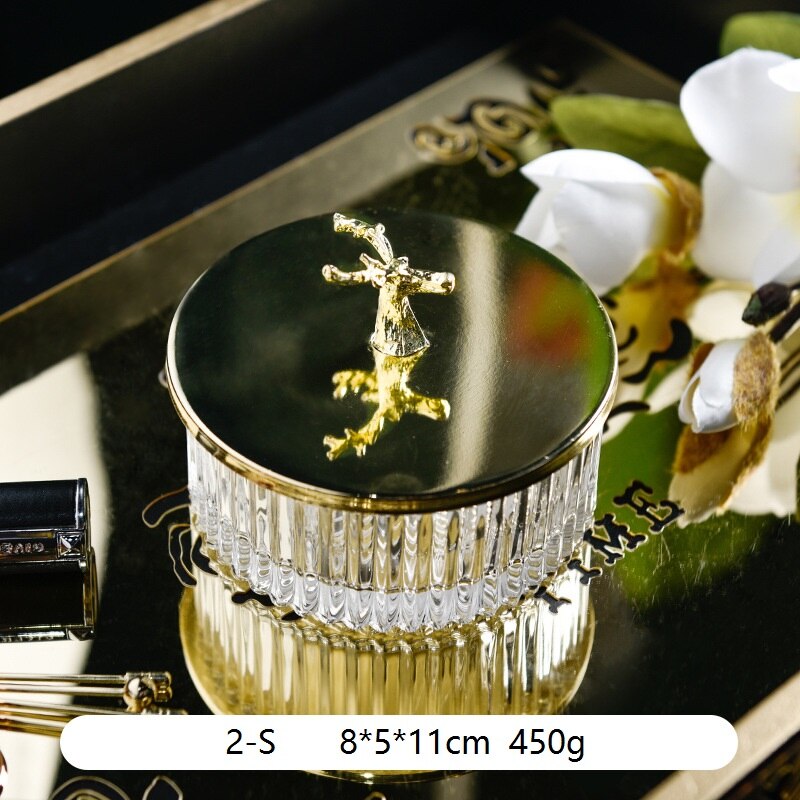 Retro Glass Storage Jars with Lid Candy Christmas Food Snacks Tea Spice Cereal Container Kitchen Storage Can Decoration: 2-S