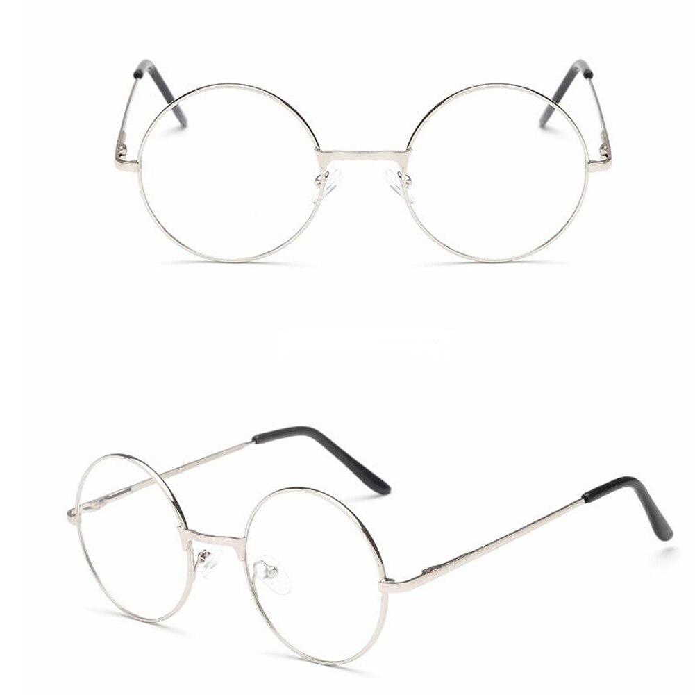 Unisex vintage runde lesebriller metallinnfatning retro personlighet college stil brilleglass klar linse øyeglass innfatning øyeglass