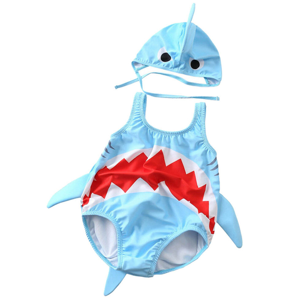Bambino Costumi Da Bagno Per Bambini Costume Da Bagno Del Bambino Dei Ragazzi Delle Ragazze Del Fumetto del Costume Da Bagno Bikini Con Tappi di Estate Vestito di Nuoto del Bambino Della Tuta: Blu / 90