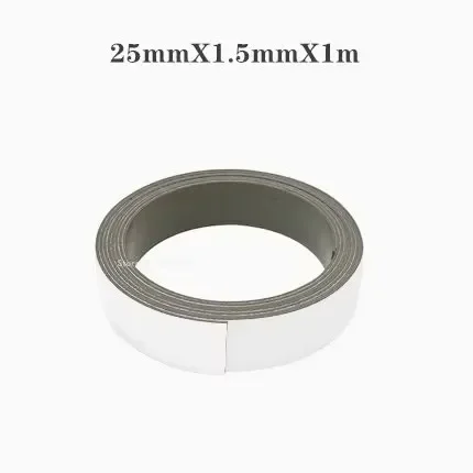 Bande magnétique auto-adhésive de 1 mètre, bande magnétique en caoutchouc, bande magnétique forte et Flexible pour réfrigérateur: Argent