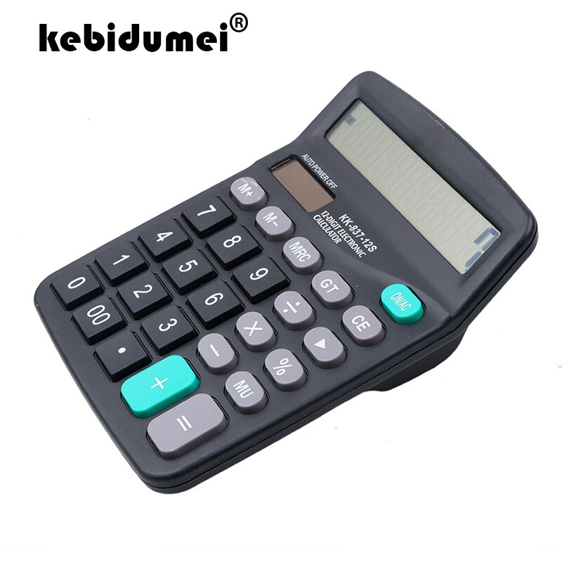 Kebidumei-calculadora Solar para oficina, herramienta comercial con batería o energía Solar 2 en 1, calculadora electrónica de 12 dígitos con botón grande