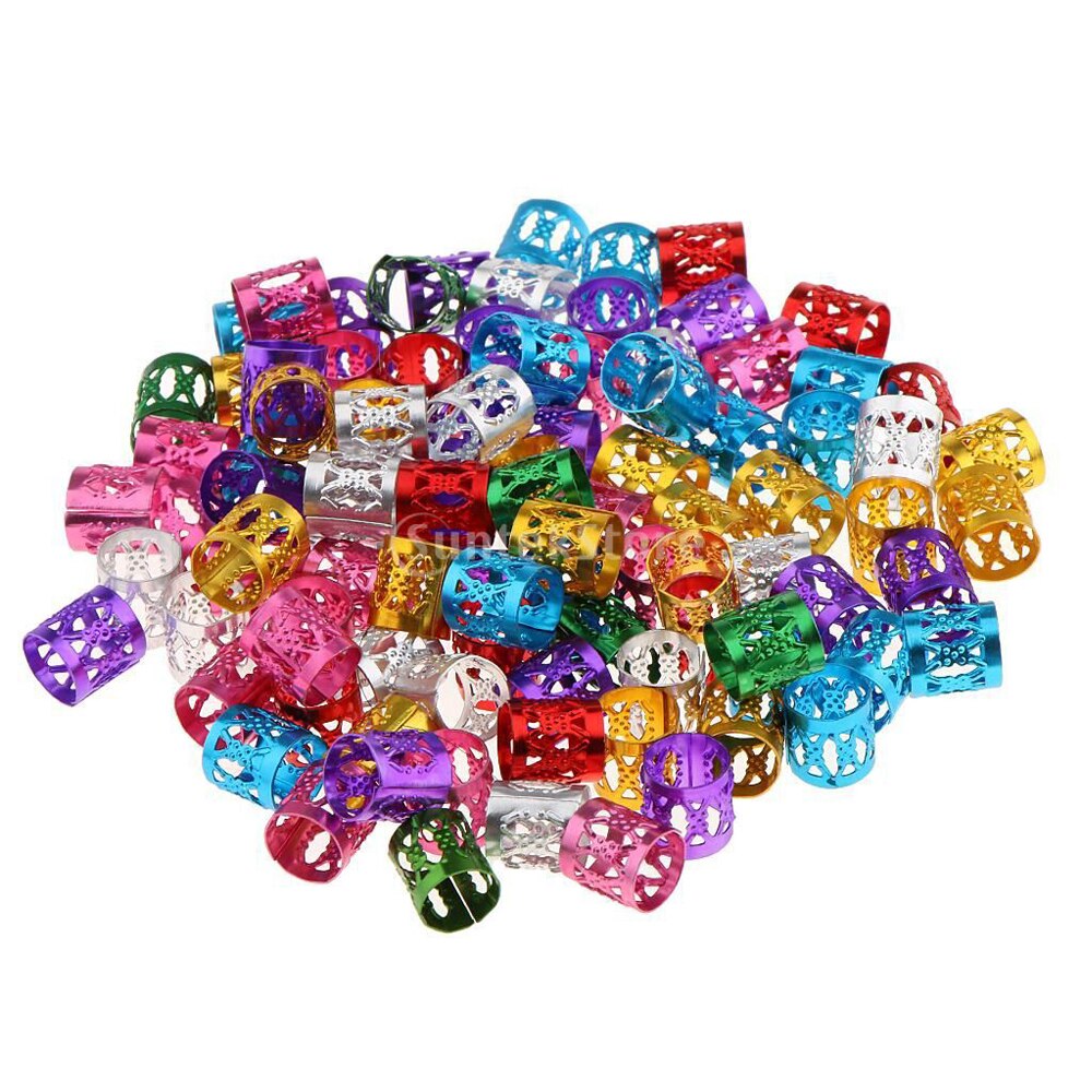 Anillo de cuentas para el pelo para niña y mujer, accesorio de plata y oro para el cabello, tubos trenzados para el cabello, puños, cuentas ajustables, Clip de cuentas de bloqueo de rastas para niños y mujeres: Mixed