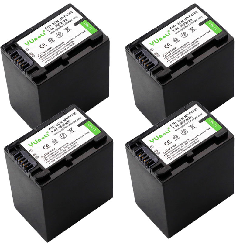 5PCS/LOT bateria NPFV100 NP-FV100 NP FV100 Battery Batteries for Sony NP-FV30 NP-FV50 NP-FV70 SX83E SX63E: 4battery