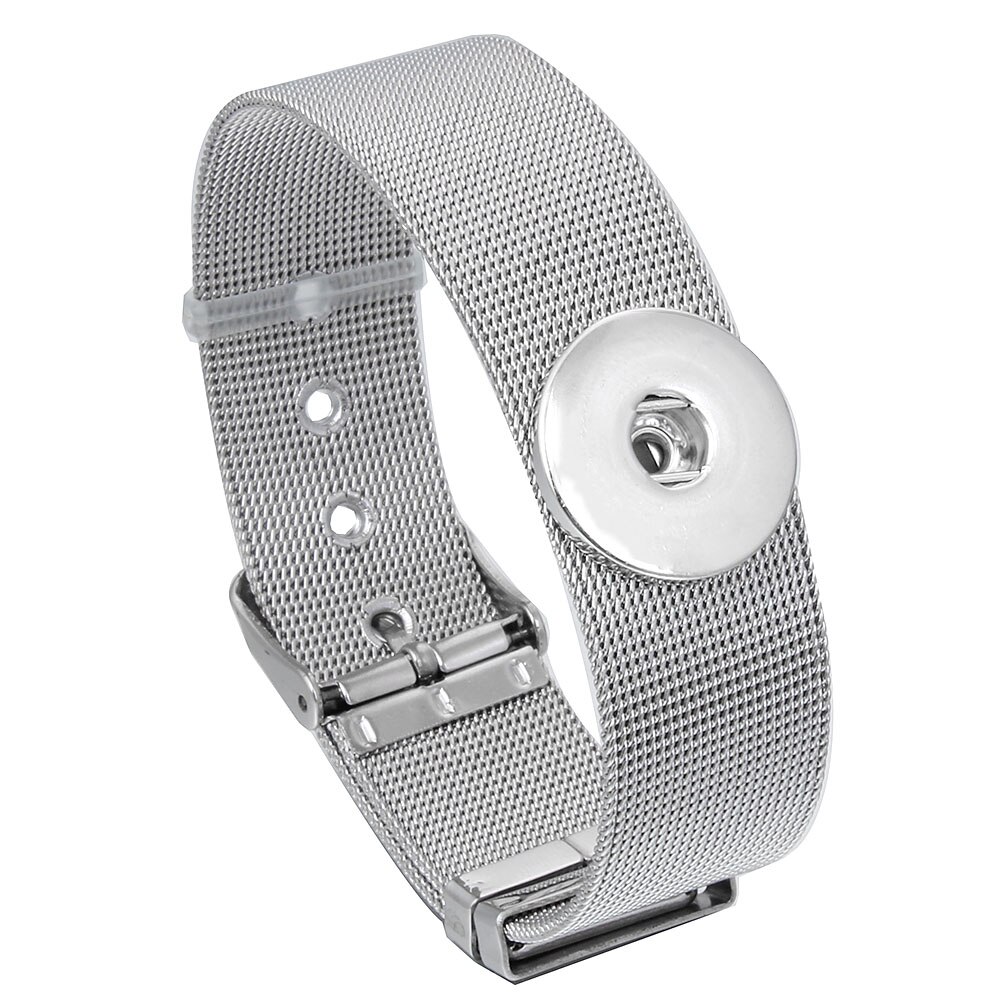 Stainless Steel Bracelet Snap Button Bracelet Bangle for Women Fit 12mm or 18mm Snap Buttons Interchangeable Charm Jewelry: Blue