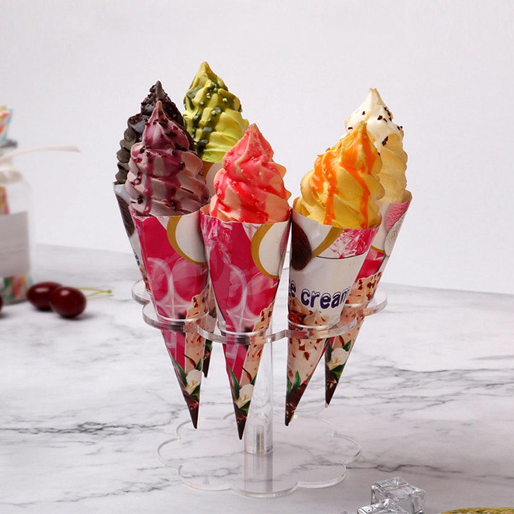 8 Holes Party Stand Ice Cream Cone Holder Home Detachable Graduation Kitchen Transparent Acrylic DIY Practical Wedding Reusable
