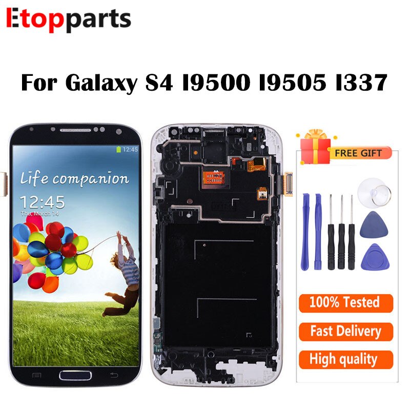 Full LCD Display For Samsung Galaxy S4 I9500 I9505 I337 LCD Touch Screen with Digitizer Assembly with Frame