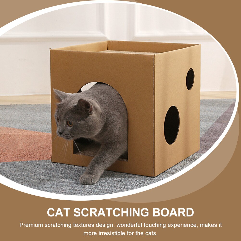 House Cat Scratching Board Cat House and Scratcher Cardboard Cat House Kitten House for Pet Kitten Animals