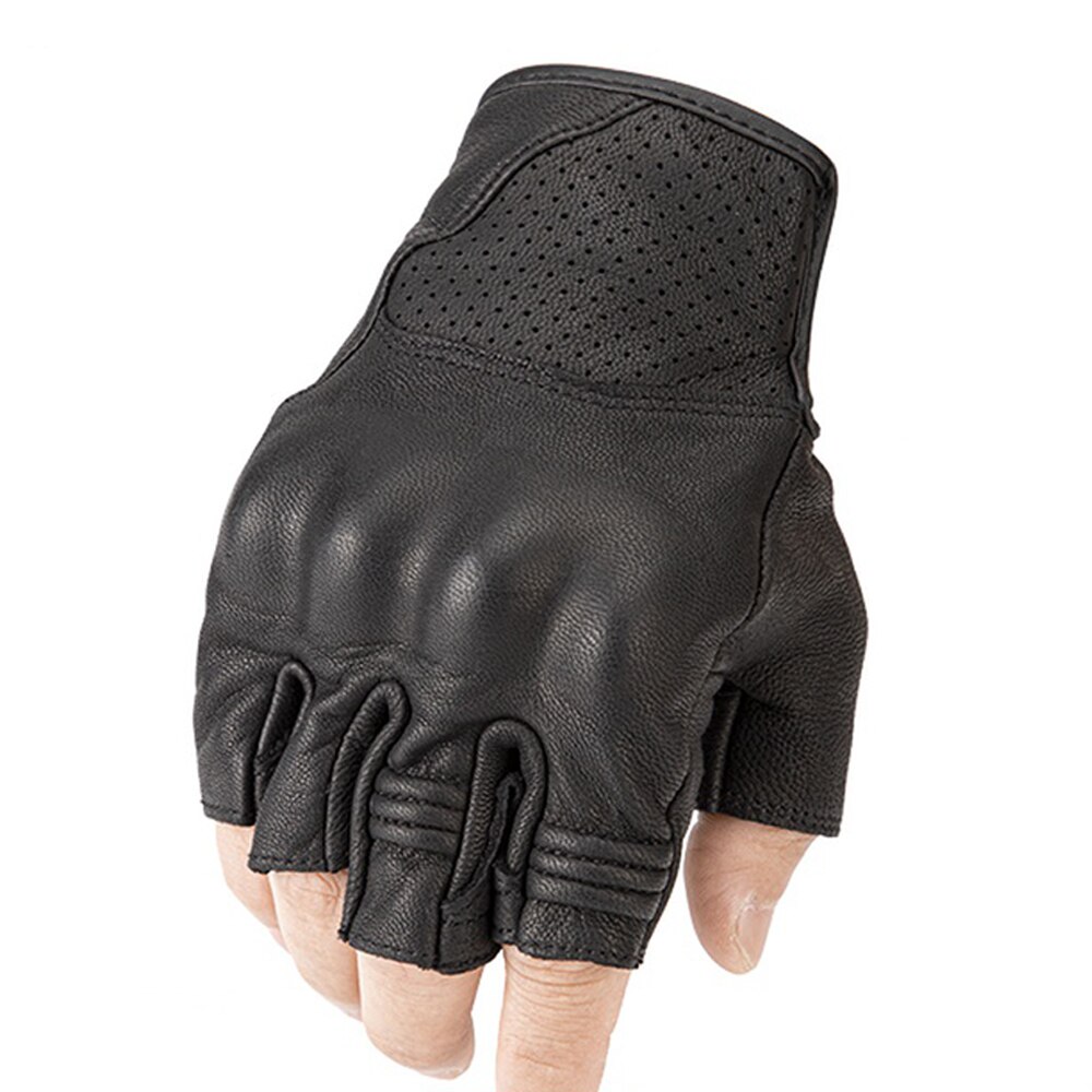 Motorcycle Leather Gloves Half Finger Gloves Non-slip Breathable Motorcycle Clothing Fingerless Gloves