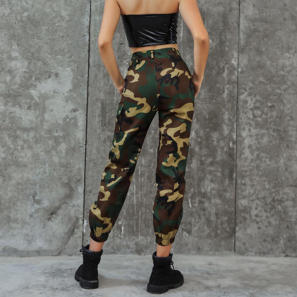 Frauen Casual Camouflage Druck Sport Lose Hosen Mit Tasche Damen Neue Hohe Taille Rennen Harem Hosen Für