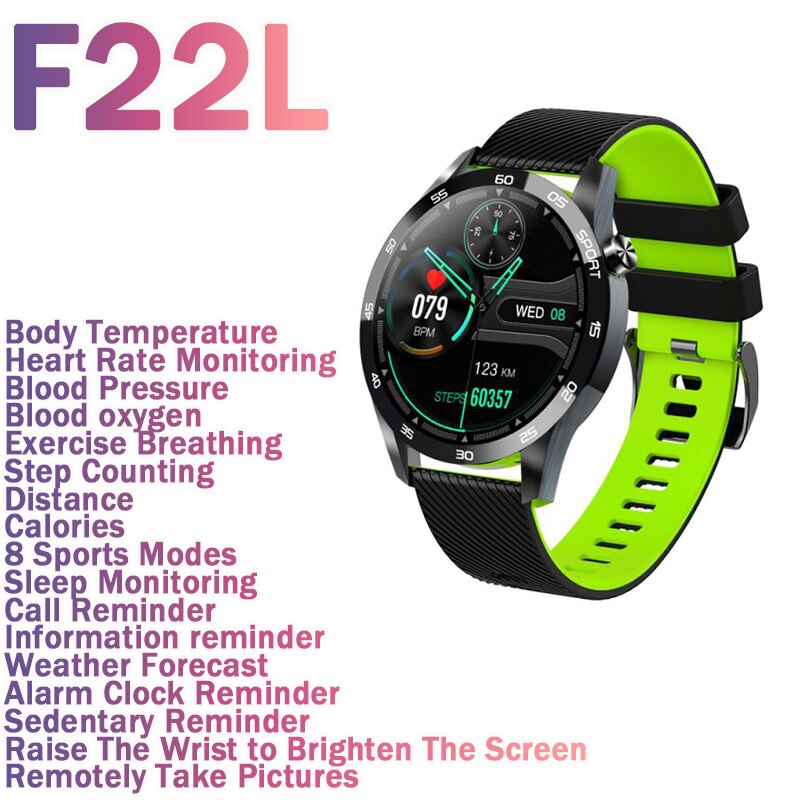 Smart Uhr Körper Temperatur Messen Sport Fitness Uhr Herz Rate Blutdruck Sauerstoff Monitor Smartwatch Für Handy: 03 F22L