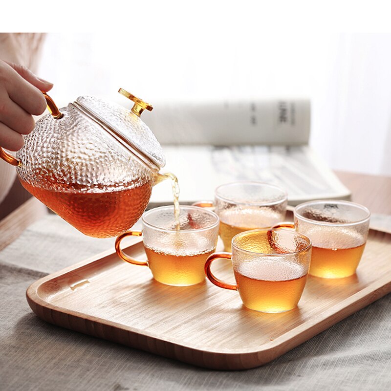 Taza de té de vidrio con tapa con mango infusor, tetera con filtro de botella de té, escamas de pescado innovador de borosilicato resistente al calor, 300ML, 500ML