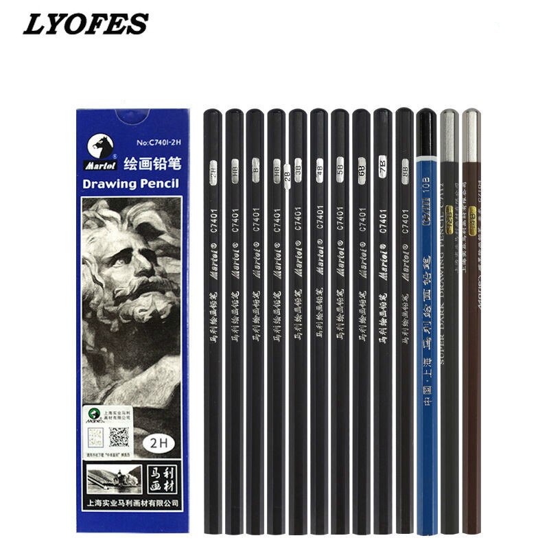 12 pcs/set Sketch Drawing Pencil Set HB 2B 6H 4H 2H 3B 4B 5B 6B 10B 12B 1B Painting Pencils Stationery Supplies