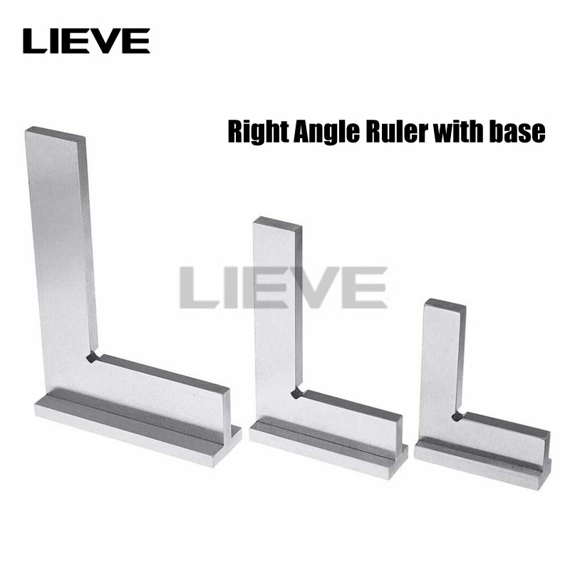High Accuracy Carbon Steel Flat 90 Degree Right Angle Ruler with Seats Engineer Tool 50x40/75x50/100x70mm Measuring Ruler