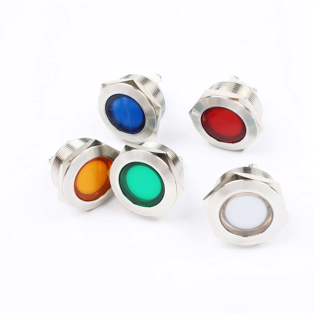 LED Metal Indicator light 25mm flat round Signal l... – Grandado