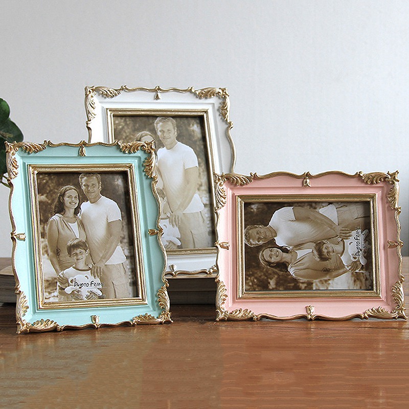 Resin Frame Square Stand Photo Frames Flower Pattern Decoration Photograph Certificates Wedding Photo Show Home Decor