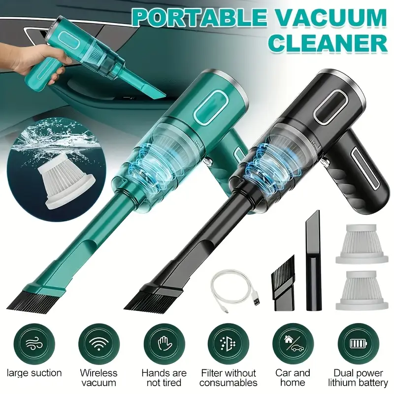 [Rechargeable Handheld Car Vacuum] Portable car vacuum cleaner rechargeable handheld car vacuum cleaner, wireless vacuum cleaner