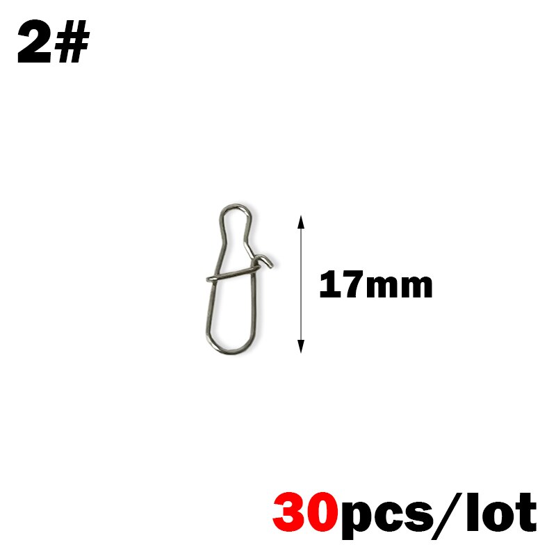 30Pcs/Lot Stainless Steel Hook Fast Clip Lock Snap Swivel Fishing Solid Rings Safety Snaps Fishing Hook Connector Fishing Tackle: 30pcs-2