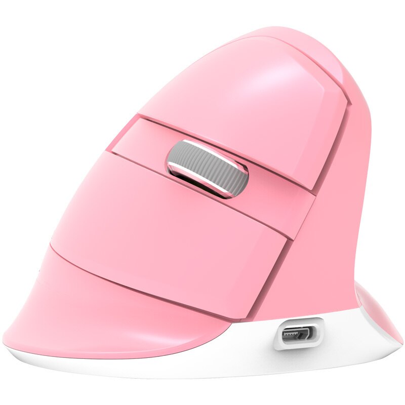 Delux M618 – Mini souris de jeu verticale ergonomique sans fil, Bluetooth, Rechargeable, rétroéclairée rvb, pour ordinateur portable: Rose