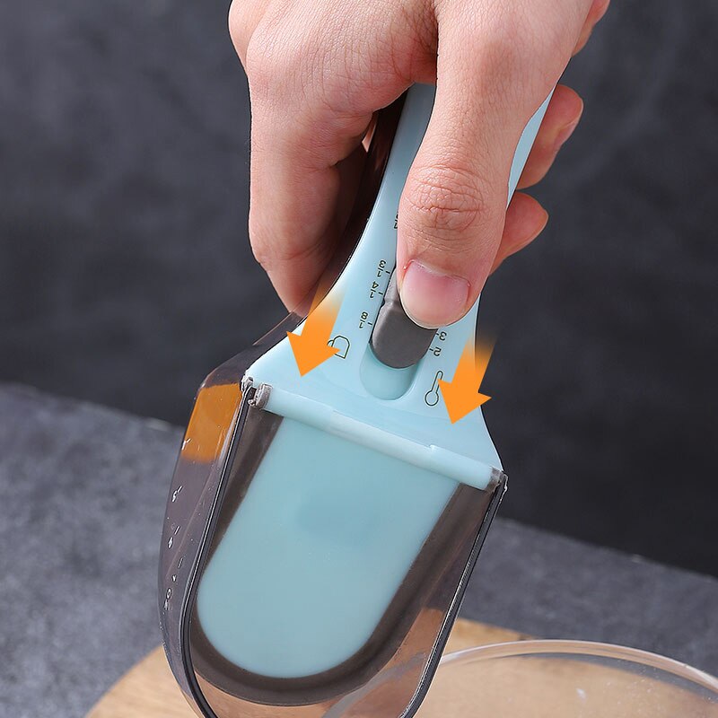 Adjustable Measuring Spoons With Scale Plastic Measuring Scoops Cups For Baking Accessories Kitchen Measuring Tools Gadgets
