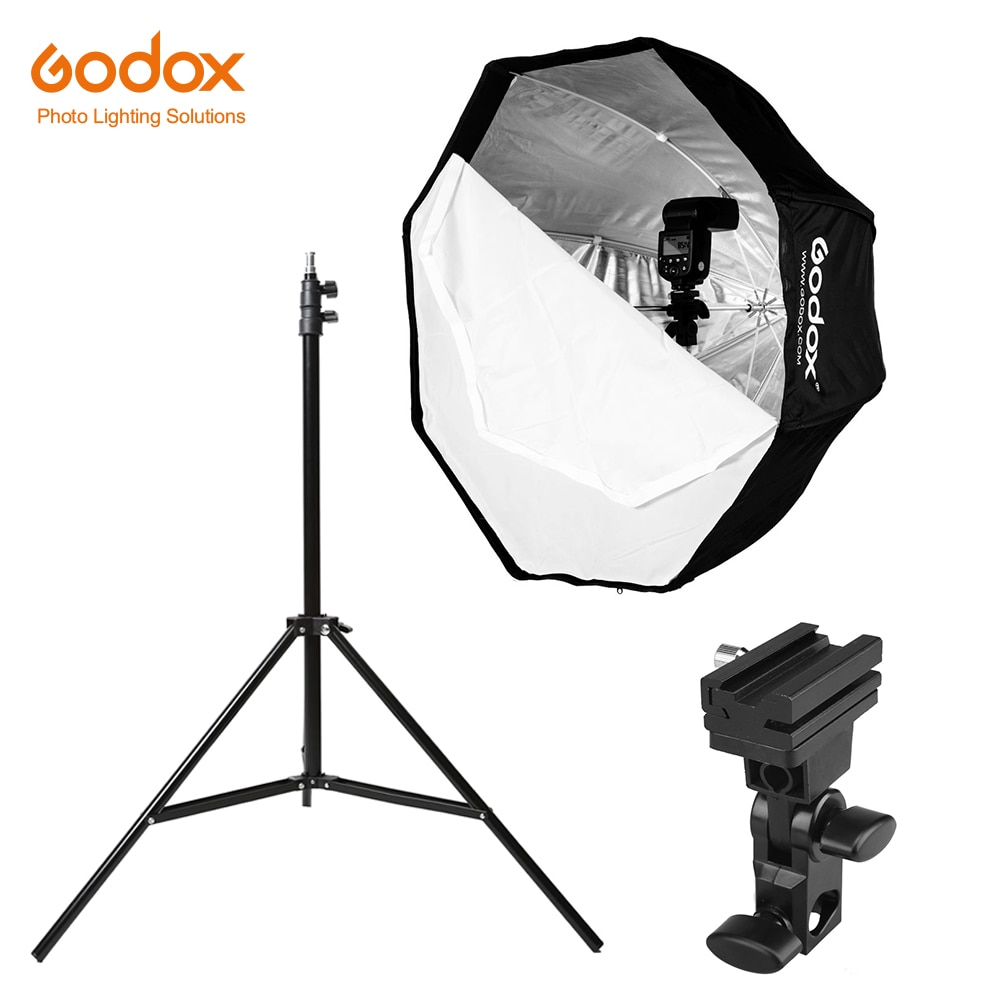 Godox 31.5in 80 cm Octagon Umbrella Softbox 200 cm Light stand Umbrella Shoe Bracket Kit voor Speedlite Flash
