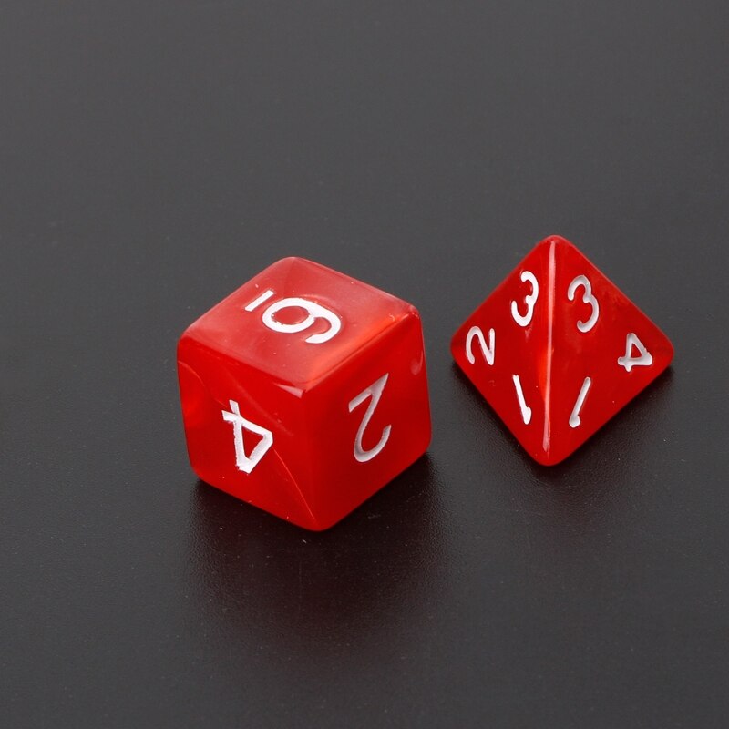7Pcs Polyhedral Dice White Numbers For Dragon Pathfinder D20 D12 2xD10 D8 D6 D4