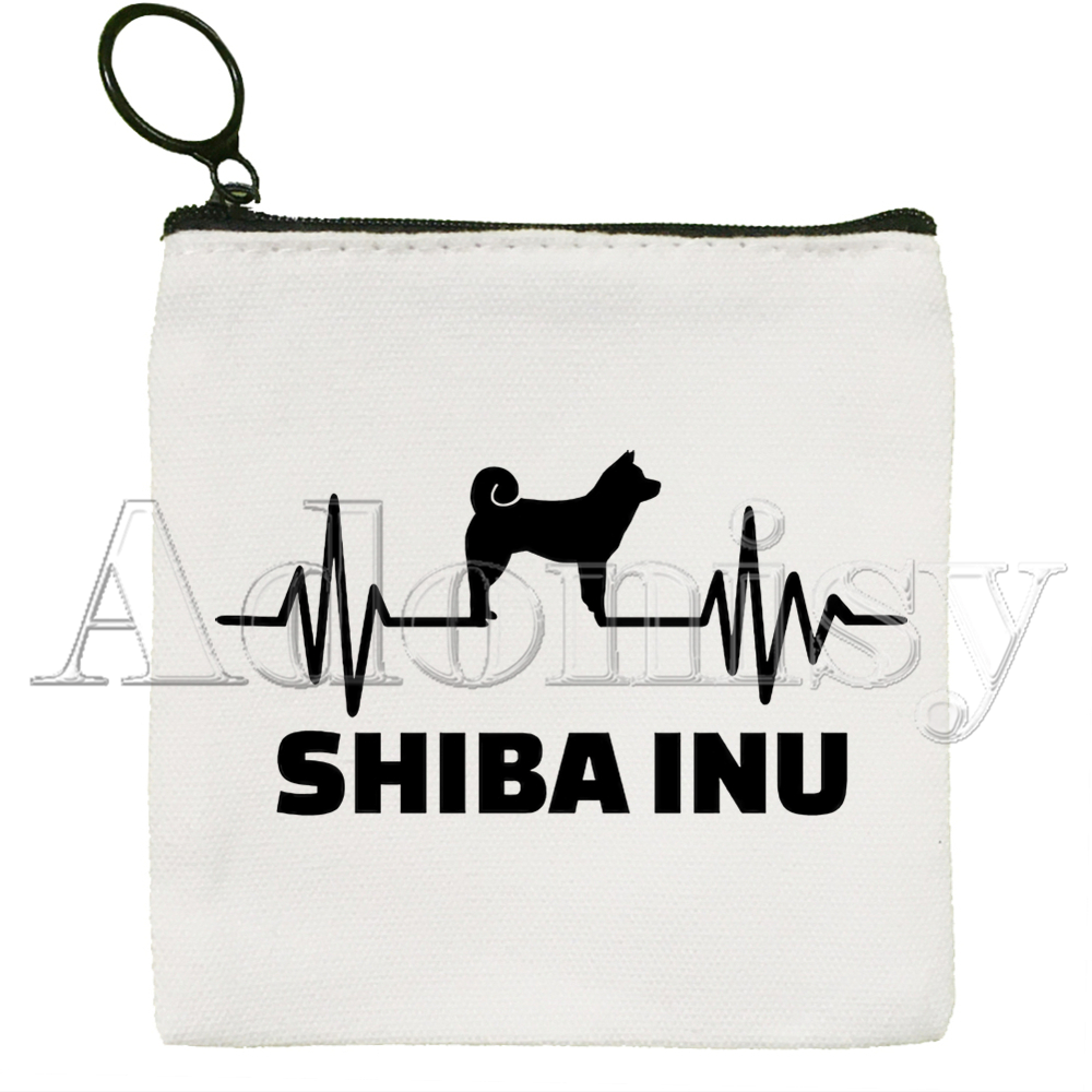 Shiba Inu Dog Japanese Cute Dog Mini Coin Purse Canvas Student Wallet Coin Case Zipper Hand Female Key Case