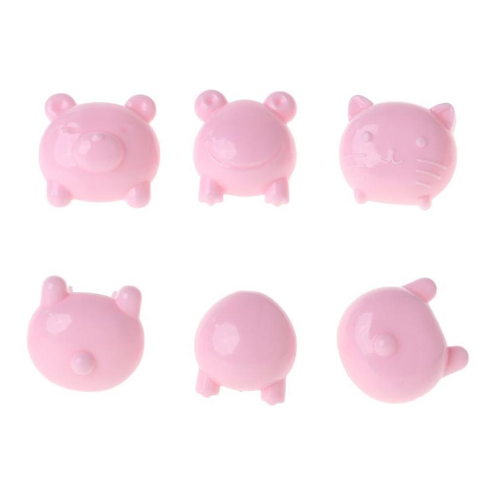 Kuulee 6 st eluttag lock lock baby söt djur piggy form plug protector säkerhetslock shock shock cover: Rosa