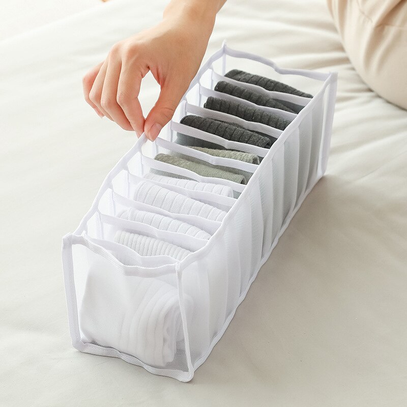 Large Closet Organizer Storage Box Sweater Jeans Underwear T-shirt Organizers Storage Dividers Drawer Wardrobe Organizer: 11 Grids Socks-White