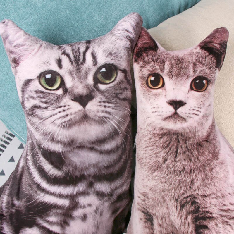46cm 3D Simulation chats oreiller en peluche jouets Simulation Animal en peluche chat oreiller canapé housse de coussin pour noël