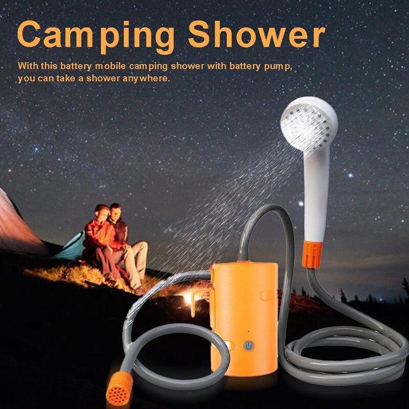 Elektrisk brusebad bærbart genopladeligt batteri mobil badepumpe udendørs campingbruser til rengøring af vandblomsterkøretøj