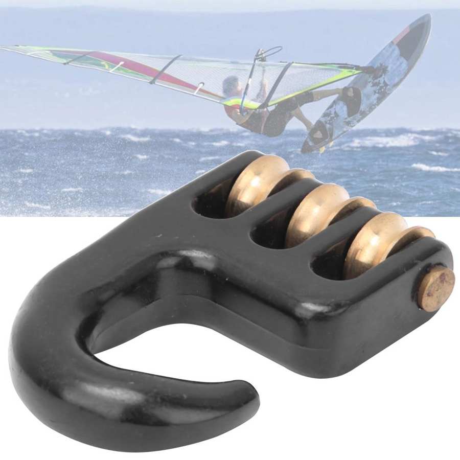 Gancho Universal de polea para aparejo de Windsurf, aleación de aluminio duradero, negro, rueda de 3 rollos, accesorios de Hardware para Windsurf