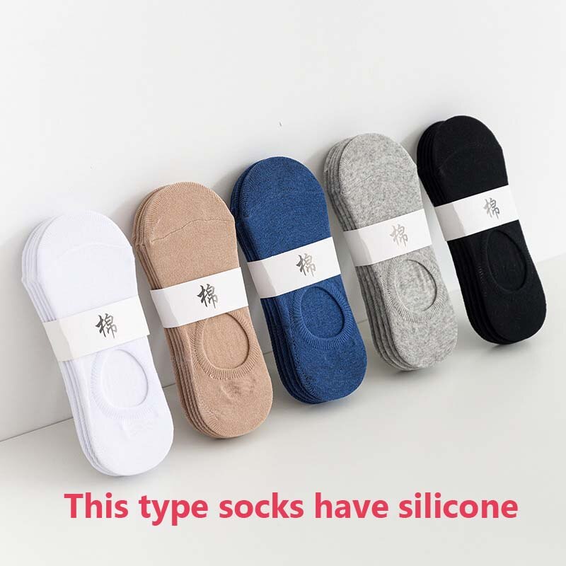 5 Pairs Katoen Mannen Korte Sokken Effen Kleur Laag Onzichtbare Boot Sokken Slippers Ademende Dunne Enkel Zomer Grappige Sokken Man sokken: A