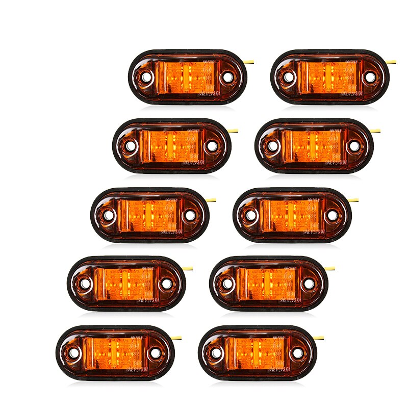 C-Auto 10PCS 2LED Side Marker Light Warning Tail Lamps Car Truck Trailer Kit Car External Lights Universal fit all cars