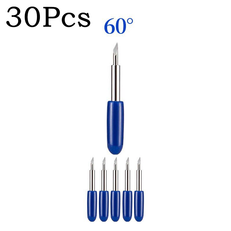 30/45/60 Degrees Roland Cricut Plotter Blade Knife Cutter Blades Vinyl Cutter Offset Knife Blade for Carving Tool Milling Cutter: 30PCS Blue