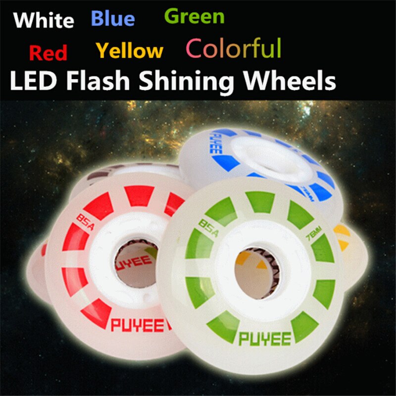 [led og gnist] 85a fire stone led flash inline skates firestone hjul, rød og hvit lys rulle 72mm 76mm 80mm
