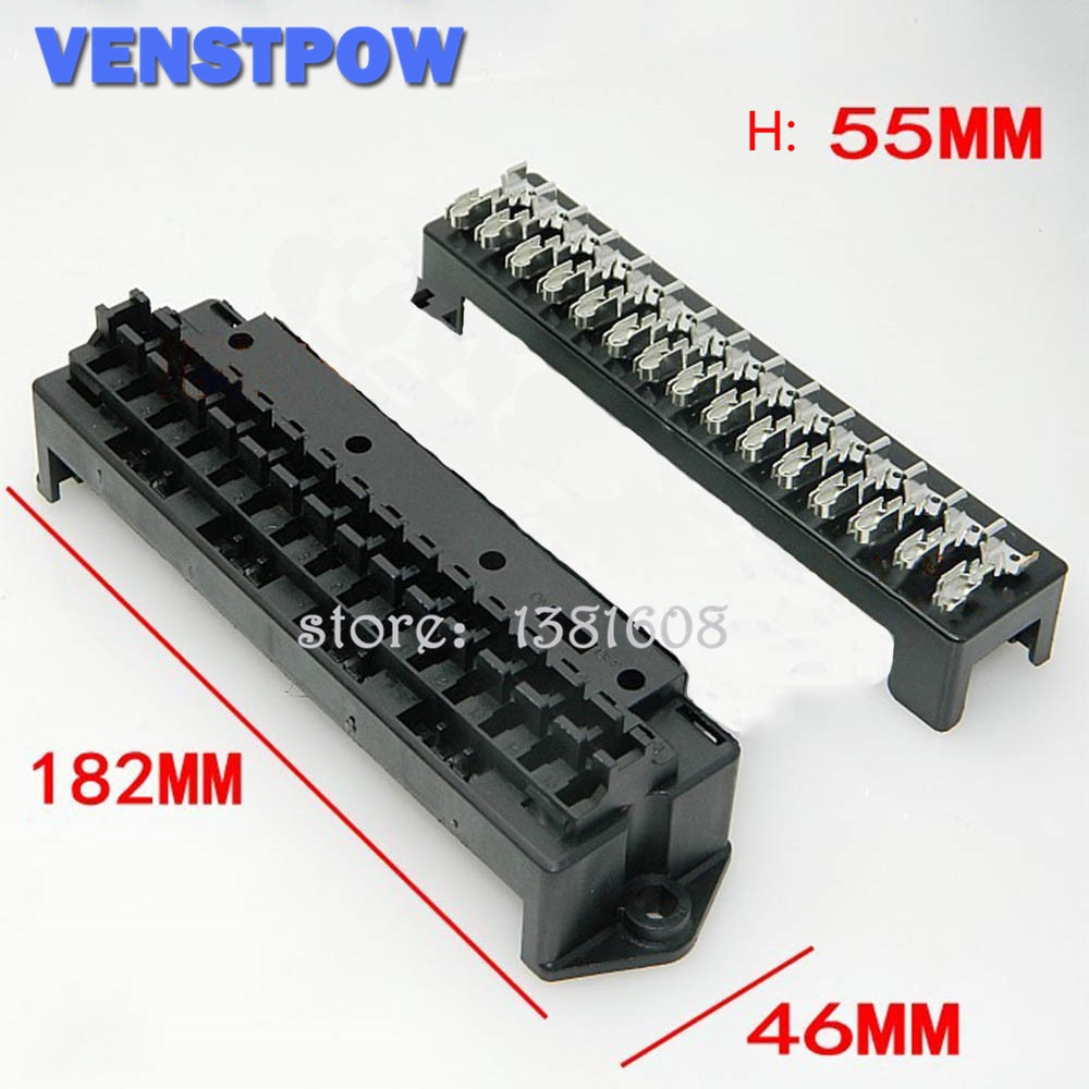 15 Way Black Car Seat Medium Relay Fuse Box Assembly with 30pcs Terminals Car Engine Compartment Insurance Holder Box Mounting