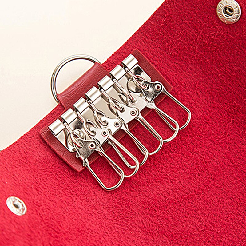 Draagbare Lederen Huishoudster Houders Auto Sleutelhanger Key Holder Bag Case Unisex Wallet Cover Eenvoudige Effen Kleur Opbergtas